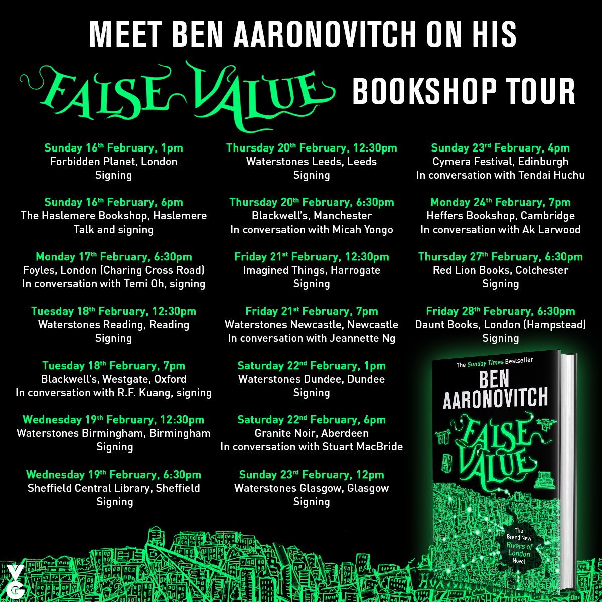 .@Ben_Aaronovitch's #FalseValue book tour continues today! 1pm at @WstonesDundee: allevents.in/dundee/ben-aar… 6pm at @GraniteNoirFest w. @StuartMacBride: aberdeenperformingarts.com/whats-on/all-s… @gollancz @orionbooks
