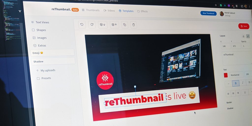 ReThumbnail's tweet image. 🎉🎉 rethumbnail.com is officially live ! 🎉🎉
Start making attention-grabbing youtube thumbnails in less than 60 seconds 
#youtube #thumbnail #youtubers #views