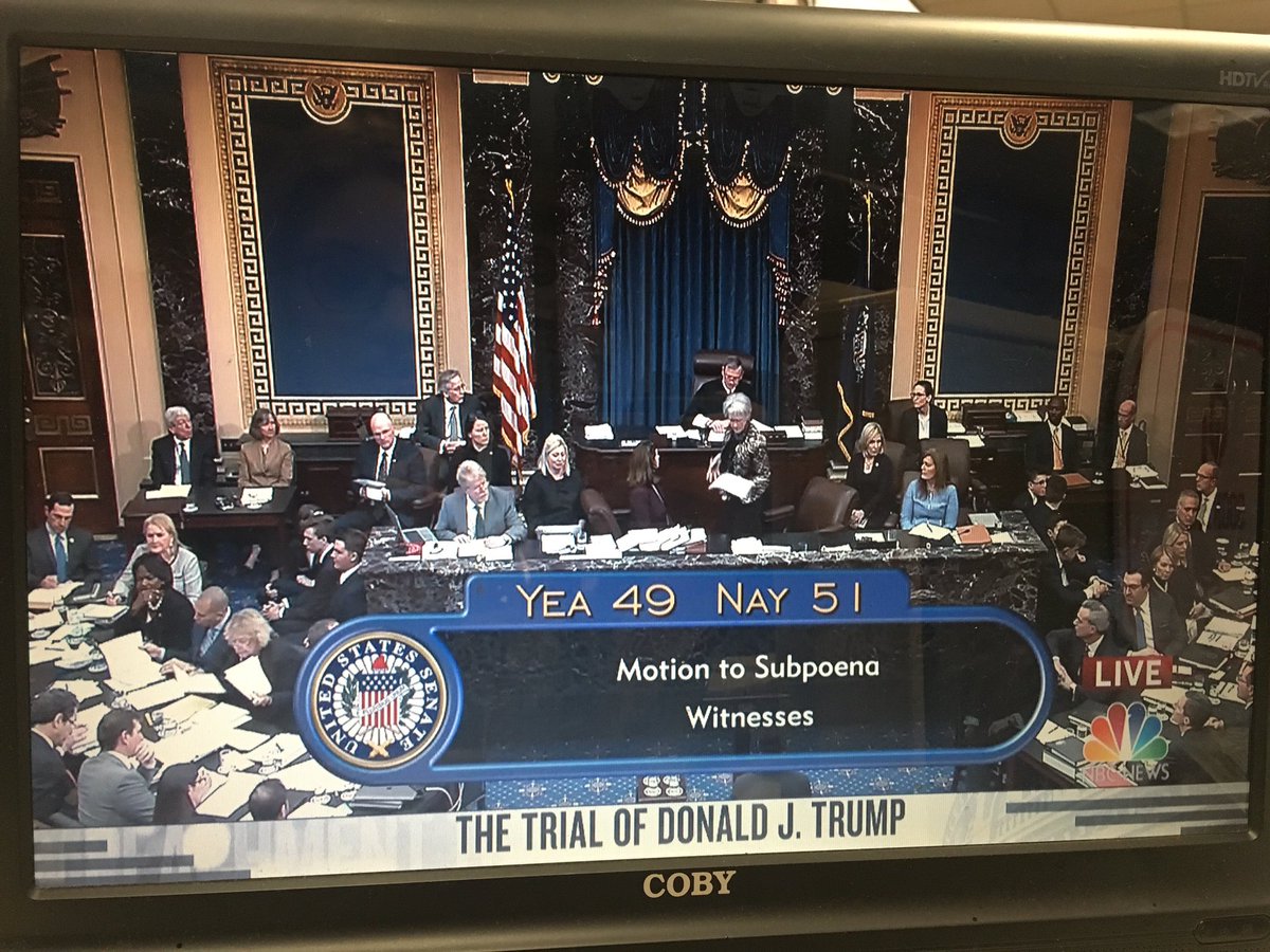 The vote on whether to allow witnesses during impeachment just took place. <a href="/SenDougJones/">Archived: Senator Doug Jones</a> voted to allow witnesses. <a href="/SenShelby/">Richard Shelby</a> voted not to.