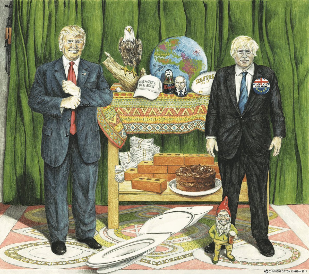 Painted June 2016; post Referendum &amp; 2 weeks before the US election .. talk about a harbinger of doom ...! ‘The Bullshiteers’ by <a href="/TomJohnson_Art/">Tom Johnson</a> #Brexit