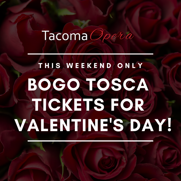 This weekend only, buy 1 ticket to see #Tosca on Valentine's Day, get 1 ticket FREE!

Treat someone special to an unforgettable evening at the opera!

Use the code BOGOFRI at checkout!

Get your tickets here: ow.ly/POW650yaCQa