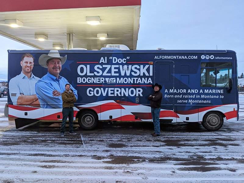 alformontana's tweet photo. It’s time to get on the bus and join the Olszewski-Bogner for Governor 2020 team! Be on the lookout for Dr. Al and Sen. Ken Bogner as they travel the state to earn your vote for the Republican Primary on June 2. #AlforGov #OlszewskiBogner2020 #ElectAVeteran #mtpol #mtgop https://t.co/Z52JQBHD2y