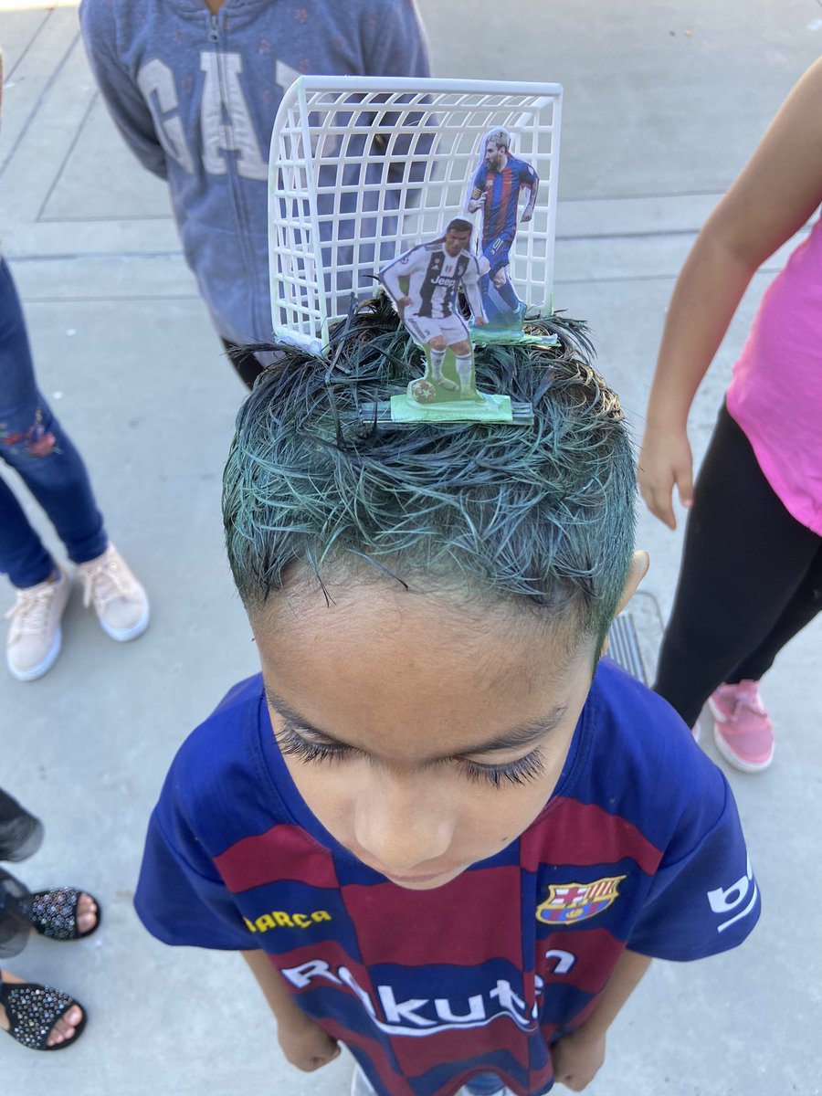 watchussoar's tweet photo. It’s 100th Day of School, Crazy Hair Day and Sixth Grade versus Staff Super Bowl! https://t.co/MvKUfq5TCo