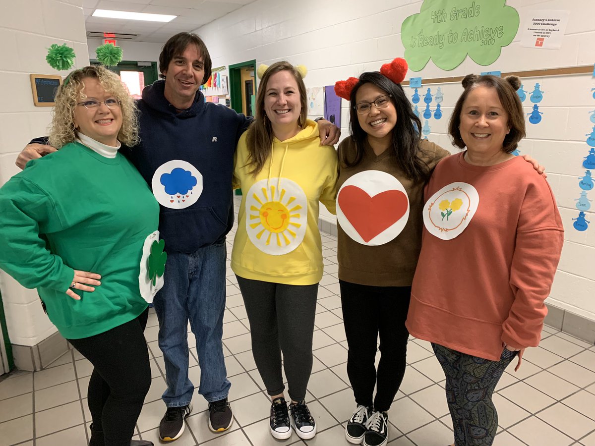 mrsrojaschorus's tweet photo. Book Character Day at RoFo!!  We are the Carebears ❤️ -lucky bear, grumpy bear, funshine bear, tenderheart bear, friend bear.  RoFo specialist care !! @gfurlich @nicmobailey @RosemontForest @Katseaford @PamThompsonArt https://t.co/UNgNrD50ui