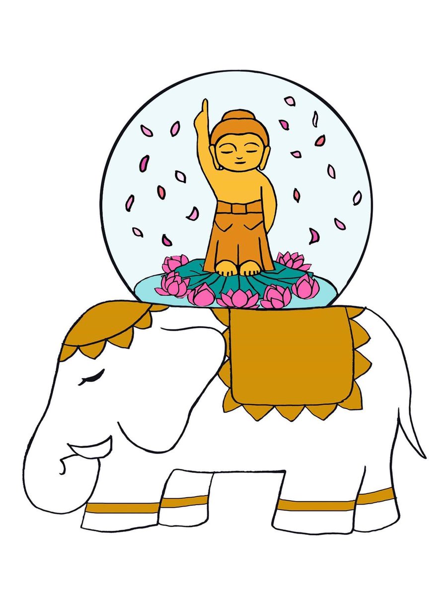 半田カメラ 遥かな巨大仏 西日本の大仏たち 発売中 A Twitter こちらが 花まつりスノードーム そして私がご提案したイラスト です ほぼまんま再現していただきました 象さんめっちゃ可愛い