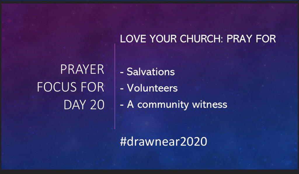 GenerationsLBK's tweet photo. 21 Days of Prayer and Fasting 
Day 20
VOTD:  Hebrews 10:24-25
Prayer Focus: Love for the Church
#drawnear2020 #power #verseoftheday #salvations #volunteers #live #people #kindness #smile #peace #welcomehome #courage #hopeful https://t.co/yy9wHF2yw8