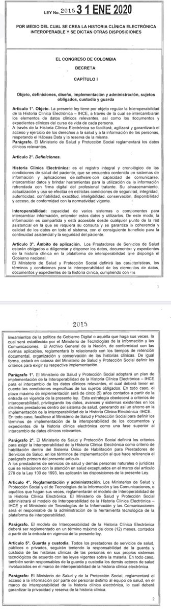 MomenttoLegal's tweet photo. #HistoriaClínicaElectrónica interoperable: Ley 2015 de 31 de enero/2020: Artículo 12° Prohibición: Está prohibida divulgación de #datos de cualquier persona consignados en la #HCEI por parte de quien hubiere tenido acceso a esta información @fichaclinicamed @alaplat @DecanaturaFM https://t.co/OdT18z5Icu