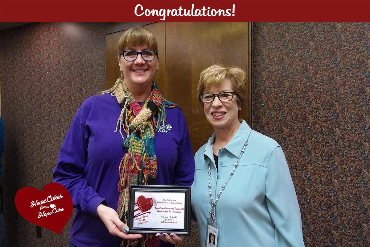 GraceMedHealth's tweet photo. Congratulations to Julie Holloway on winning two tickets to our upcoming HeartCakes for HopeCare event @McPhersonMuseum ! You can still get tickets: https://t.co/KWevOoJnU9  #hopecare #heartcakes #mcphersonks #nightout #datenight #valentines https://t.co/AZzyIMF9NK