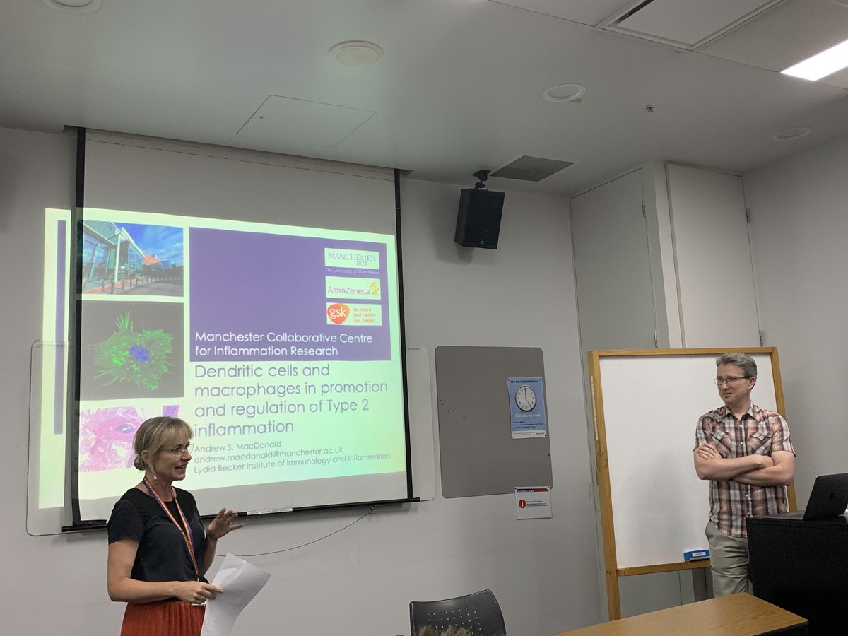 jessborger's tweet photo. Fantastic talk by @ASImmunology visiting speaker @ProfAndrewMac from @OfficialUoM on the role of #dendritic_cells and #macrophages in type2 #inflammation #allergy @CCSMonash. Next stop is @Malaghan_Inst https://t.co/xoT2uDxomT