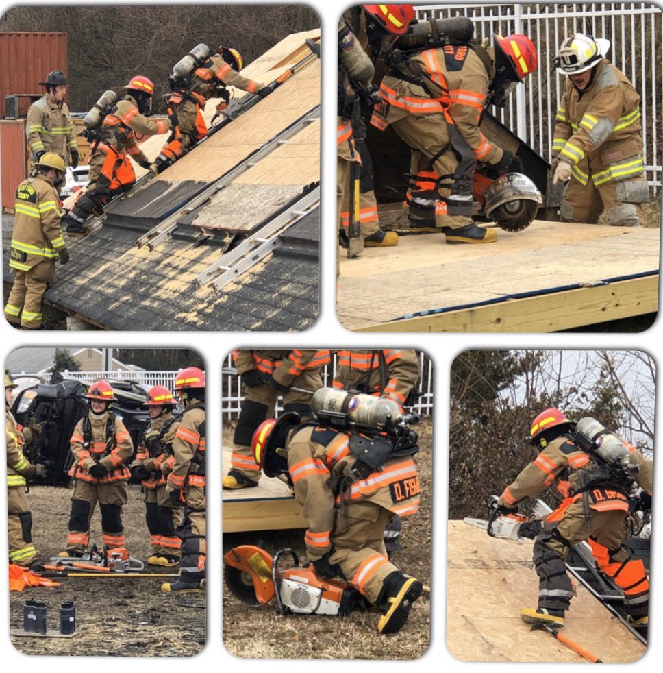 The Fire Fighting Class @SCPSchools practicing how to vent a building.  @SCPSchools & @staffcofire Preparing Future Fire Fighters for @staffordvagov #CareerReady #CTE #RealWorldExperience #SkillBased