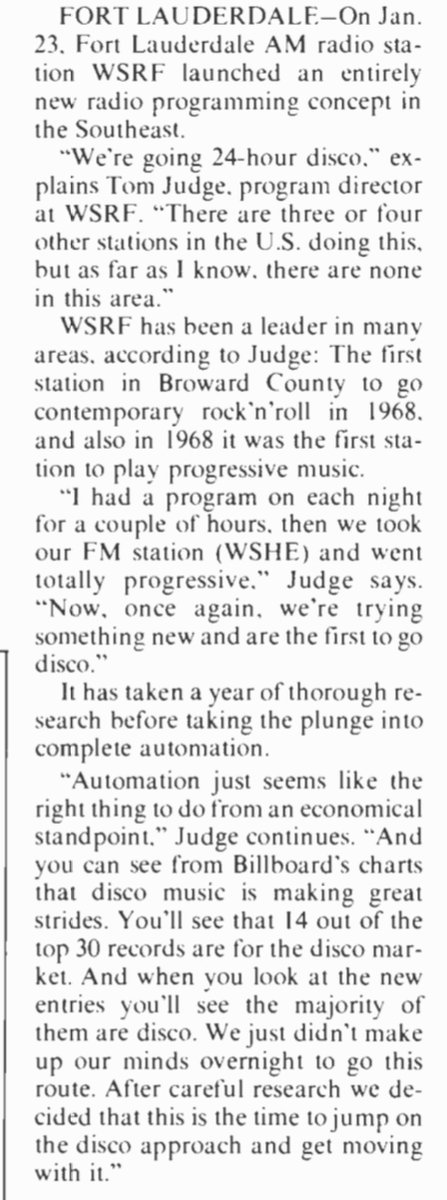 RadioRewinder's tweet photo. #Disco #Radio #WSRF #MiamiRadio January 1976 https://t.co/vAPh4bUD1g