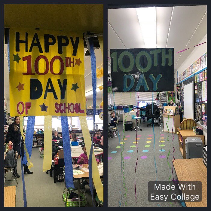 Devineprincipal's tweet photo. Happy 100 day of school- as one little guy said โ itโs a party in here!โ โฆ@ClowCougarsโฉ #204learns https://t.co/piJ9tL0jeY