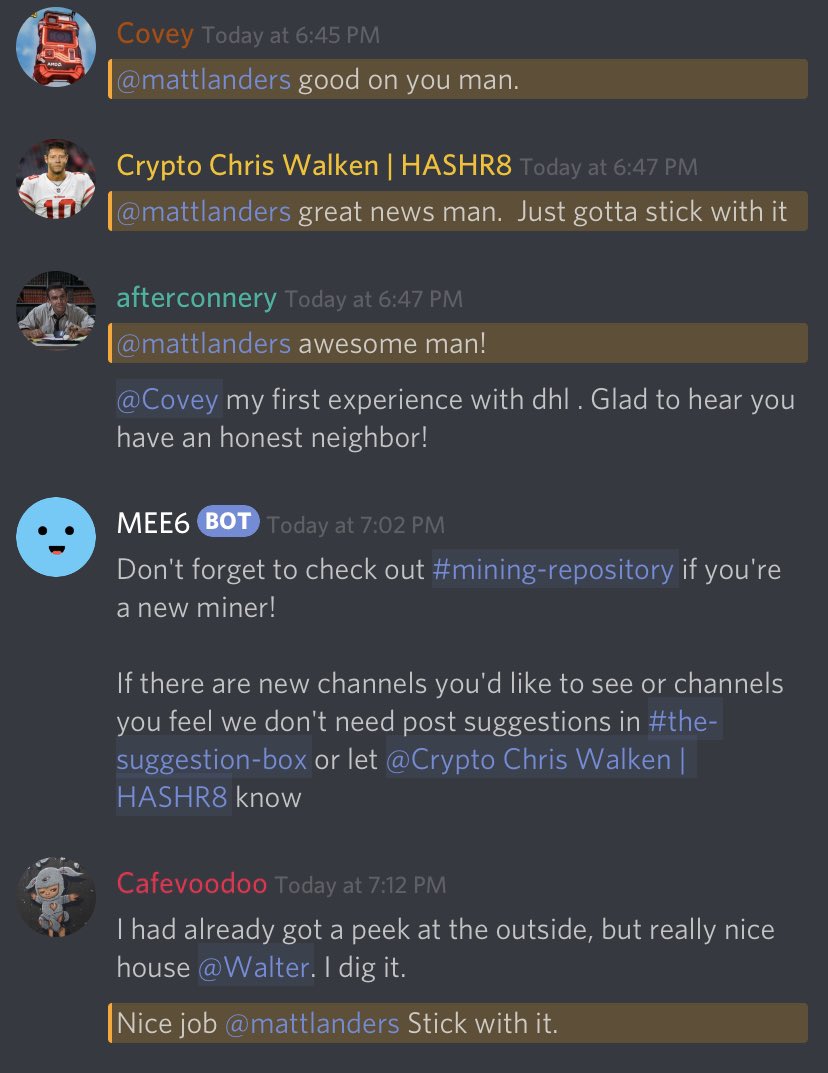 mmmatt's tweet photo. the crypto mining community is by far the most supportive community I’ve been a part of #hashr8 https://t.co/DCYM5ahqgY