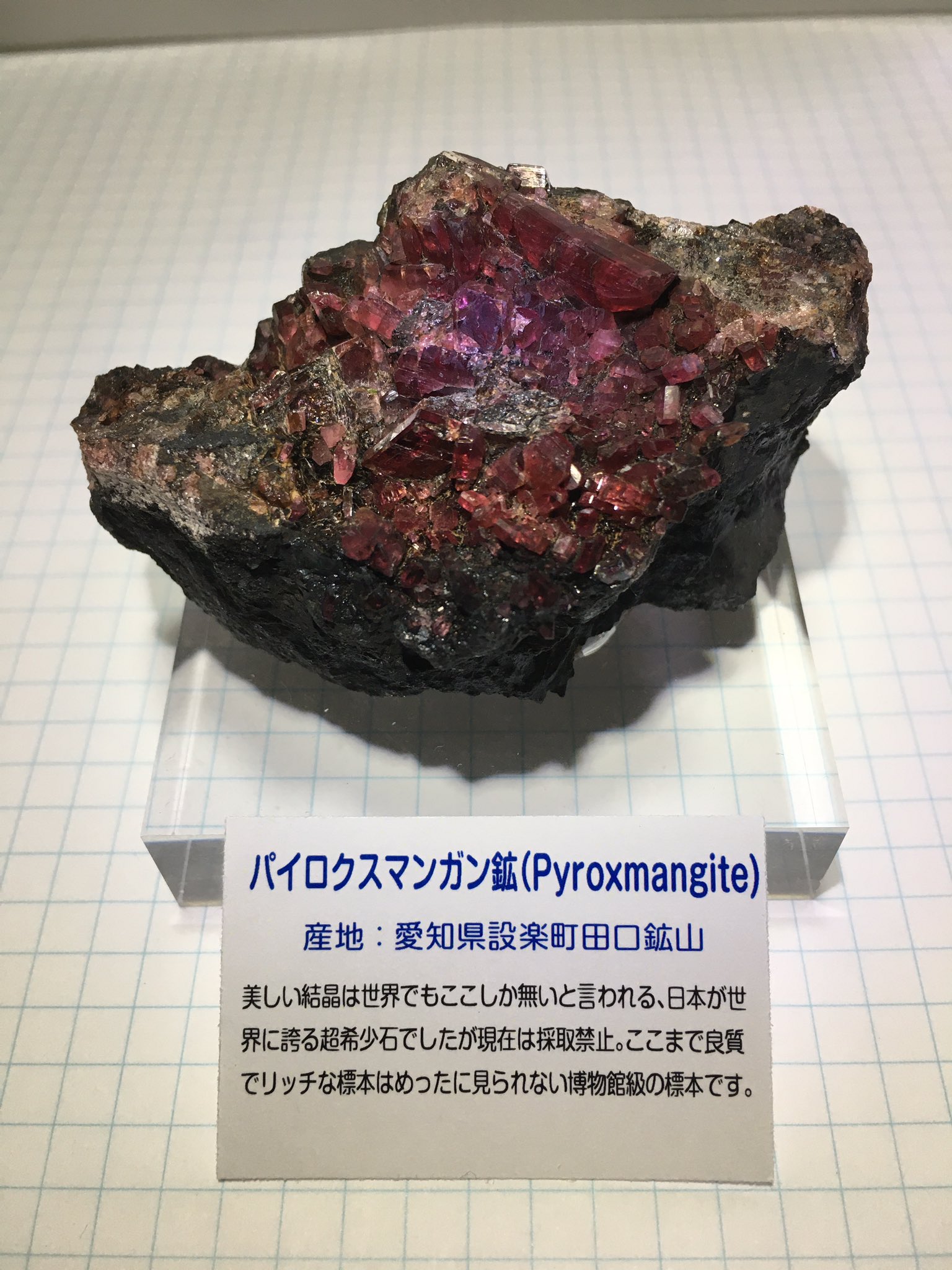 国産鉱物 田口鉱山のパイロクスマンガン石（国産鉱物標本 パイロ