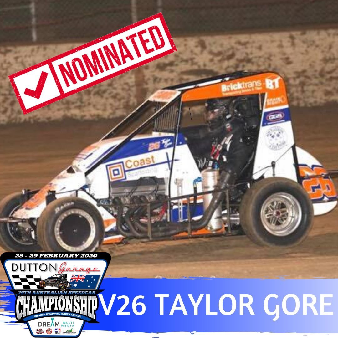Our first Victorian nomination, V26 Taylor Gore!!
📍 Premier Speedway, Warrnambool 28th &amp; 29th February 2020.
Nominations Now Open - speedcarsaustralia.com/nominate