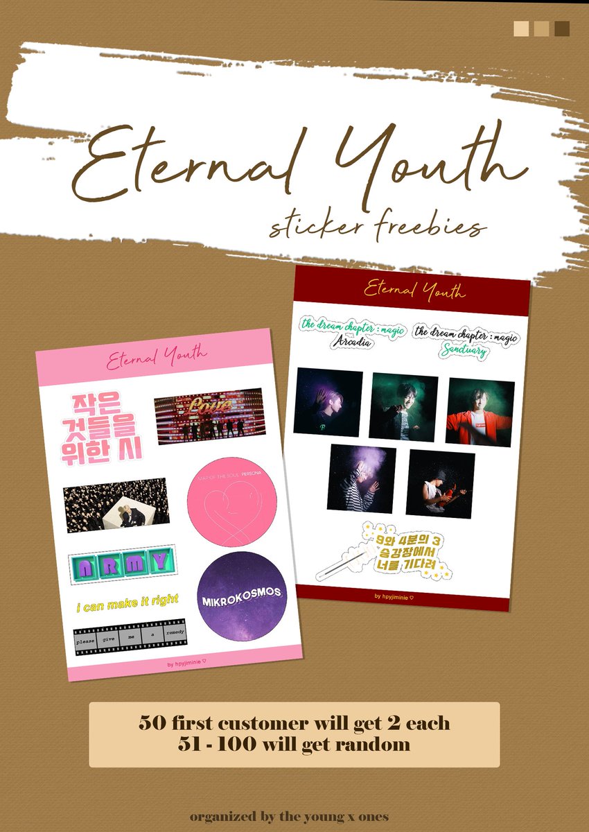 Freebies preview for our Eternal Youth event! Don't miss out on our limited freebies! 🎉

Cupsleeve designed by <a href="/designsbuffet/">designs buffet / close orders!</a>