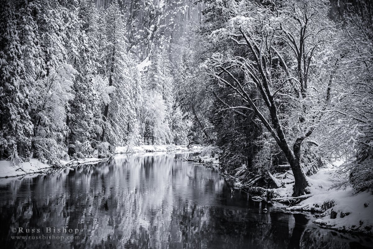 The Merced River and Cathedral Rock in winter, Yosemite NP, Ca | ©Russ Bishop