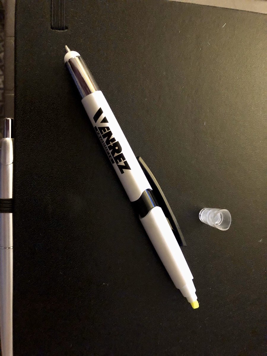 Malecasta's tweet photo. #ConferencePenContest: coming back for a second year in a row in the Most Useful Pen category: ven-rez products 3-in-1 pen. Ink, highlighter, and touchscreen bump (what do you call that thing?) #olasc2020 #olasc https://t.co/sL6hsEYTg3