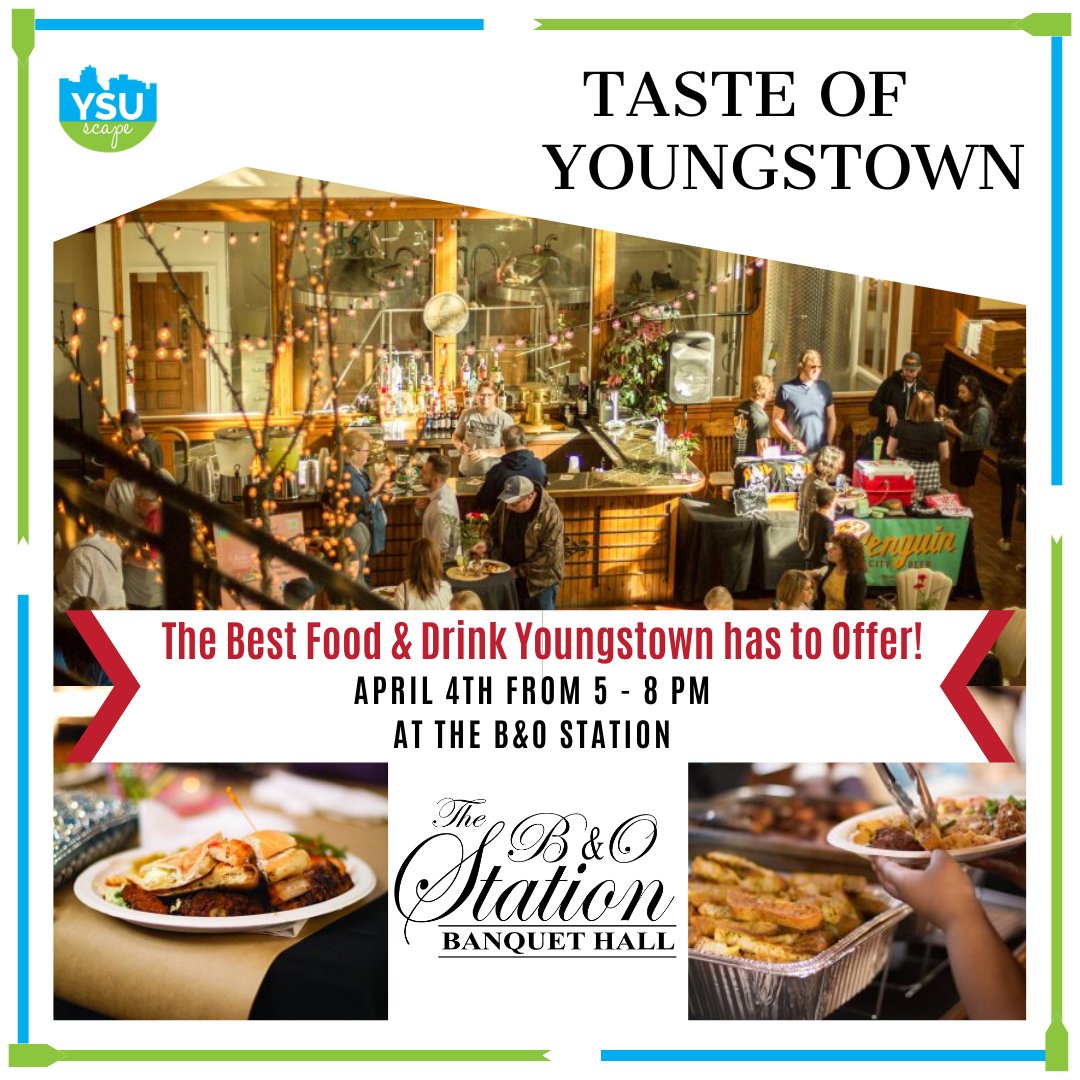 TASTE OF YOUNGSTOWN 🍝

YSUscape is proud to announce Taste of Youngstown 2020! A night full of amazing food, incredible prizes, and endless fun. Mark your calendars for April 4th at the B&amp;O Station!

Don't miss YSUscape's Taste of Youngstown 2020!