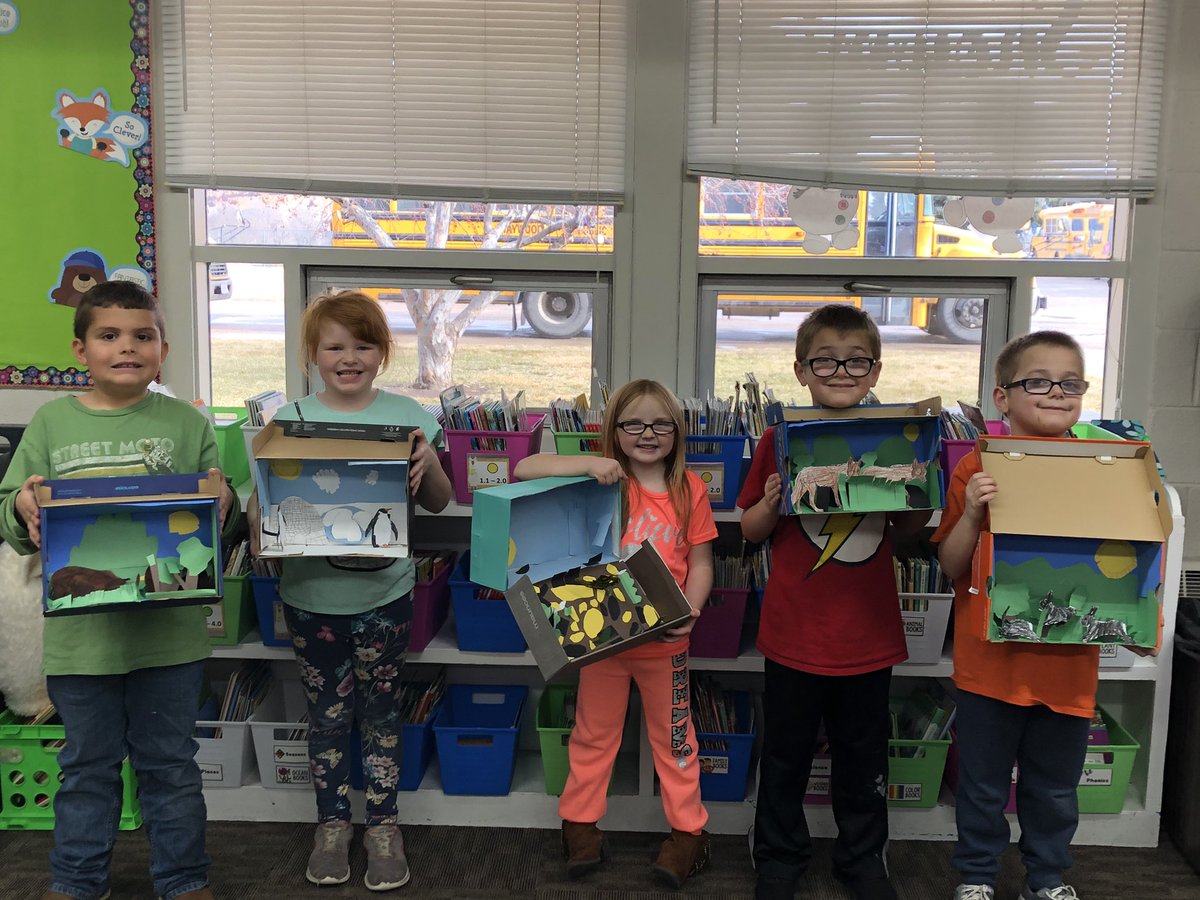 ashirley81's tweet photo. Finished our animal habitat projects. Kids did a fantastic job and had a blast sharing their work with the Kinders! #firstgradefun #maywoodpride @MaywoodSchool @MaywoodKinder https://t.co/SFf5CWYucH