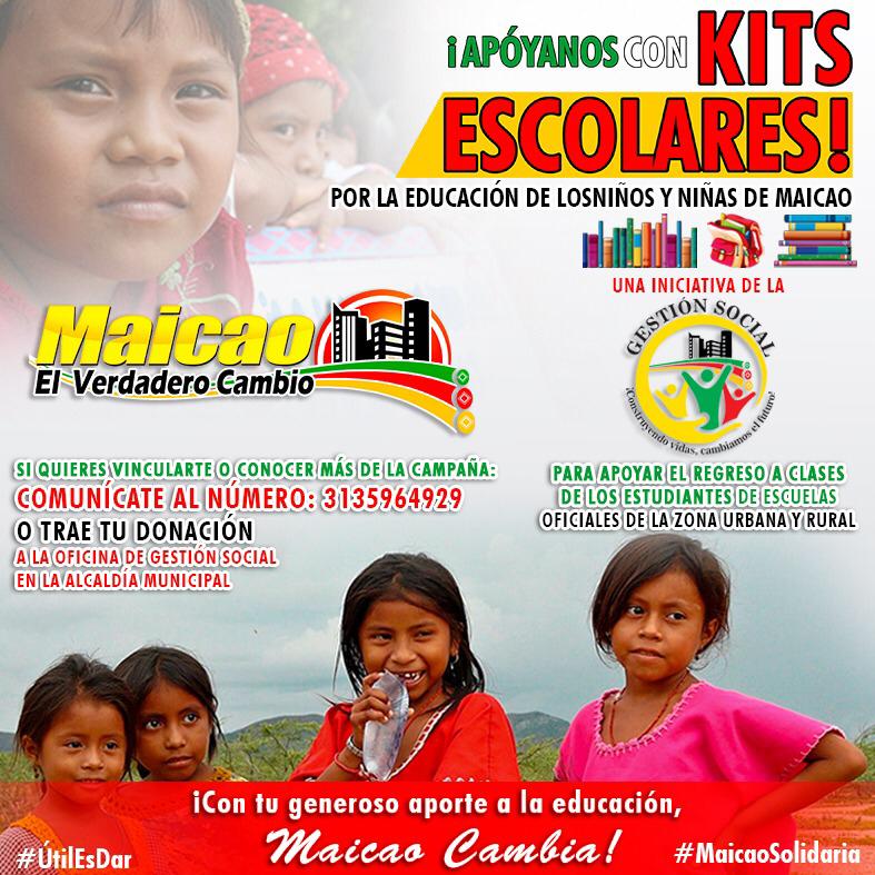 Alcalde <a href="/DasukiMohamed/">Alcalde Dasuki</a> y Gestora Social Wisam Waked, realizan campaña #Utilesdar  para que los niños y niñas Wayuu y alijunas de #Maicao, tengan lo necesario para su regreso a clases.
#Maicaoeducada
#Maicaosolidaria
#Maicaocambia