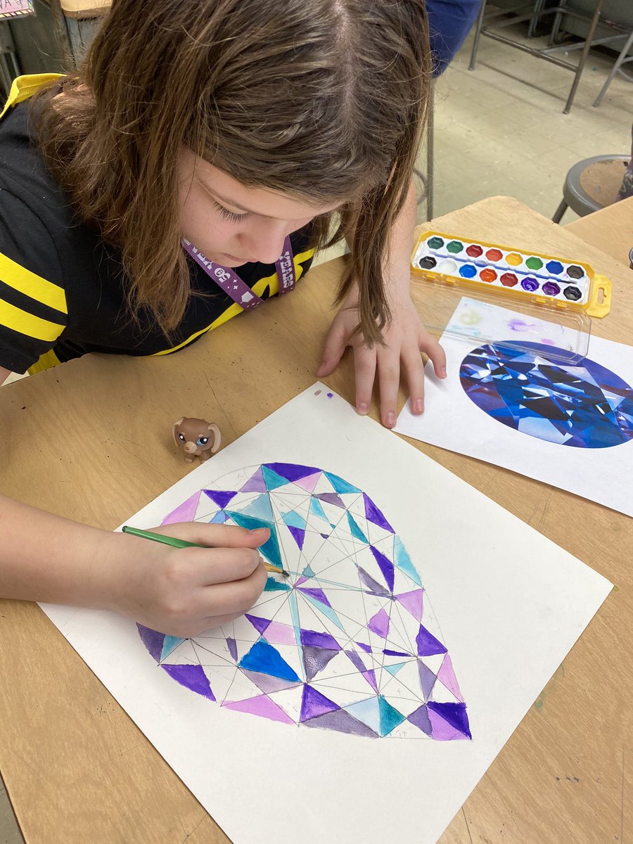 tuscolart301's tweet photo. 5th graders working on contrast and value with watercolors. Their gemstones are turning out beautifully. https://t.co/kq58HvmaMg