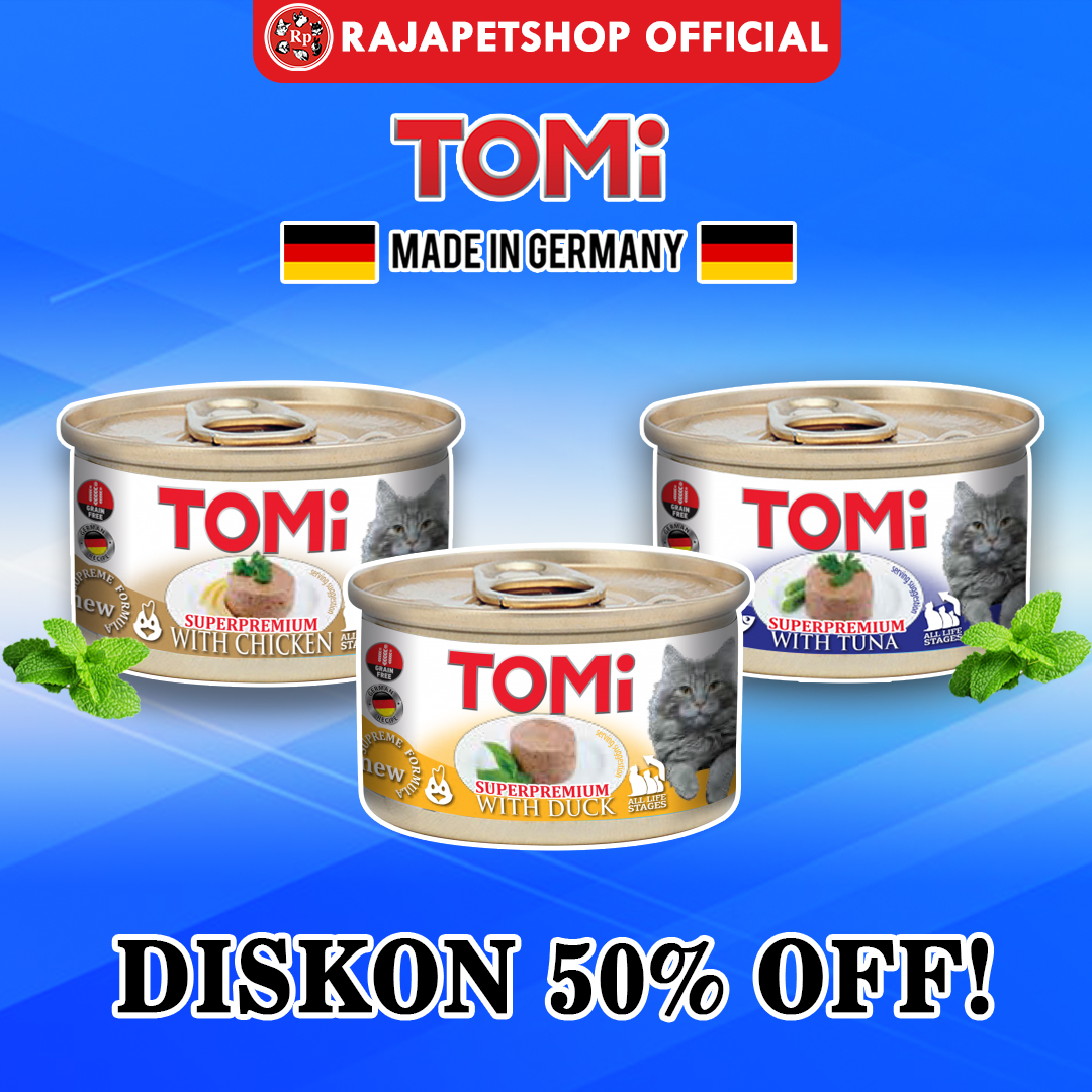 DISKON sebesar 50% untuk produk TOMI yang berasal dari Jerman. Produk ini sudah GRAIN FREE ya teman-teman😊
Yuk segera dapatkan produk tersebut di Online Store kami:
Shopee : Rajapetshop official
Tokopedia : Rajapetshop official
Bukalapak : Rajapetshop official