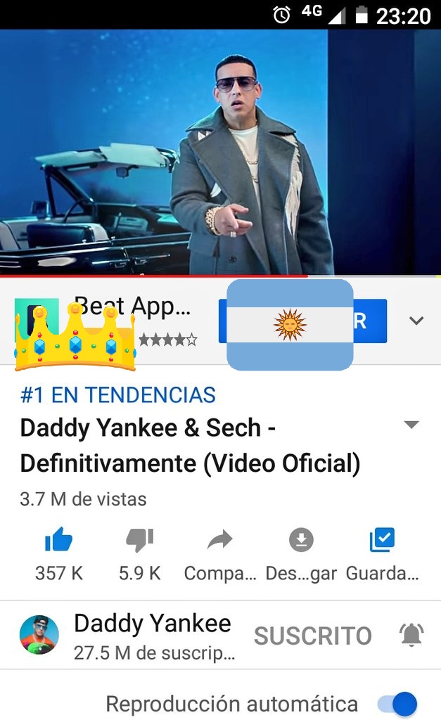 DYLolyg's tweet photo. Argentina#1🇦🇷 #Definitivamente mi #1 🥰 @daddy_yankee 😍 #YouTube 🎉 https://t.co/DILLMwxWXb