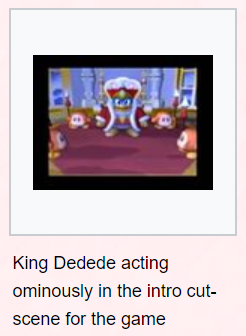 King Dedede acting ominously in the intro cut-scene for the game