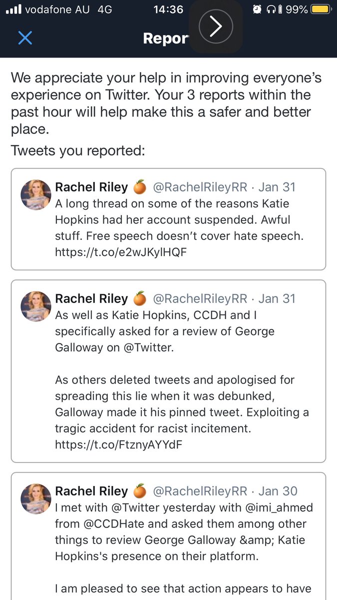 BoyceH00's tweet photo. @twitter Please restore @KTHopkins twitter account &amp; tweets. #FreeSpeech is an absolute #ethical categorical imperative. Further, falsely accusing anyone of conducting “hate speech” or being “racist”, as has #RachelRiley, is abusive &amp; hateful conduct. https://t.co/JUUKlnxOEz