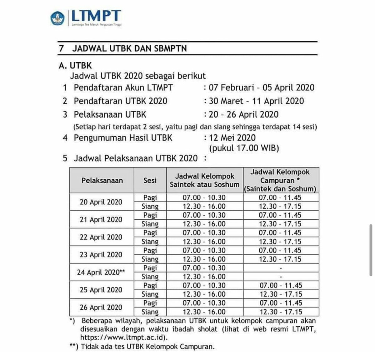 osissman13dpk's tweet photo. Jadwal UTBK dan SBMPTN 2020

Yuk semangaaat peeps! 💪 https://t.co/FwjT4WD3i9