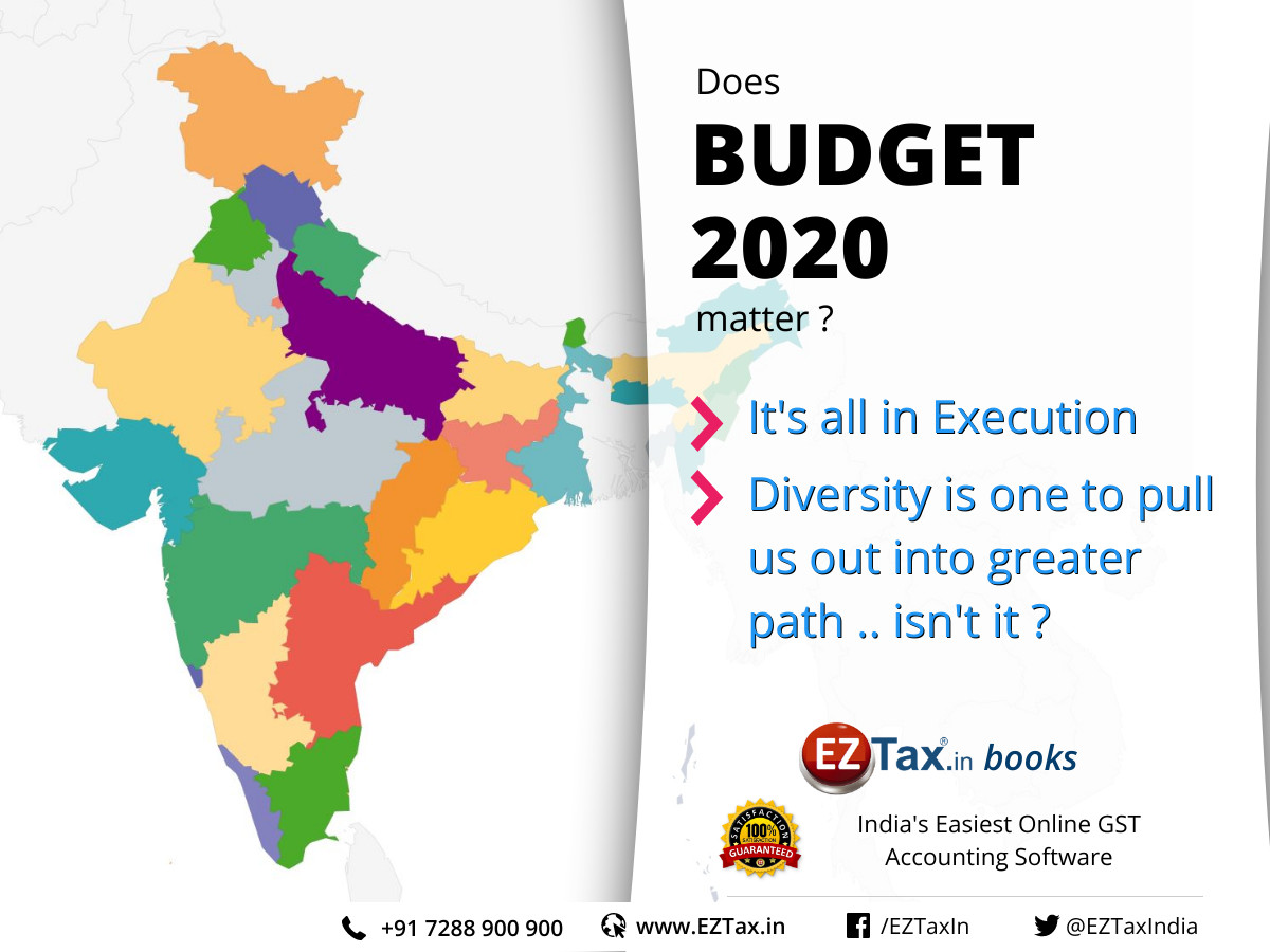 Does #BUDGET2020 matter ?

In our view .. it's all in Execution and India's Diversity has the power to pull us out in to a progressive path. Isn't it ?

#Budget #BudgetSession2020 #money #economy #investments #diversity #execution #taxes #tax #gst #eztax #auto #savings 
