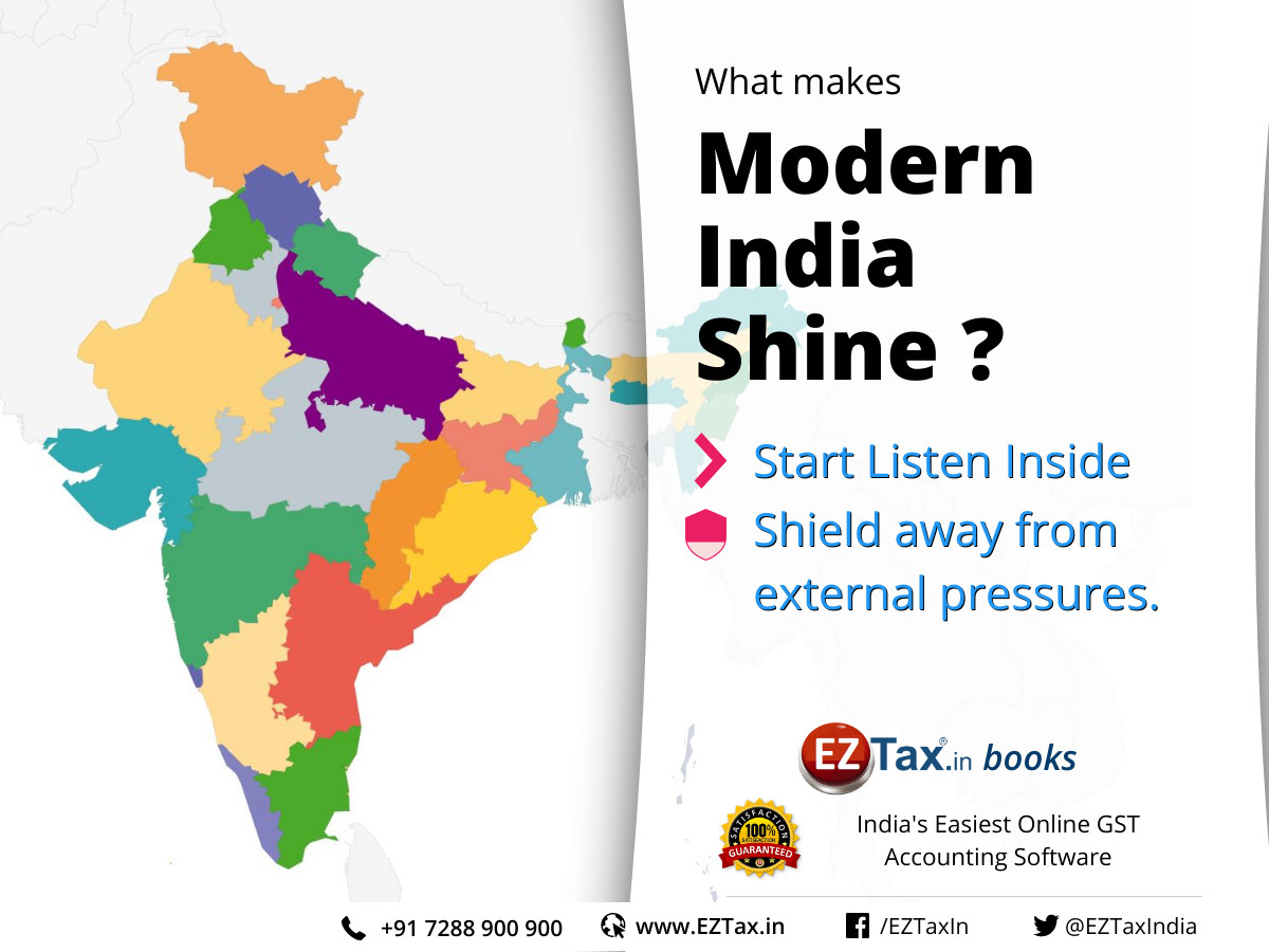 What makes modern #India shine ?

1⃣Start Listen In
2⃣Shield away from external pressures for progressive, non-linear #growth. 

#Budget #BudgetSession2020 #money #economy #investments #diversity #execution #taxes #tax #gst #eztax #auto #savings #greaterindia