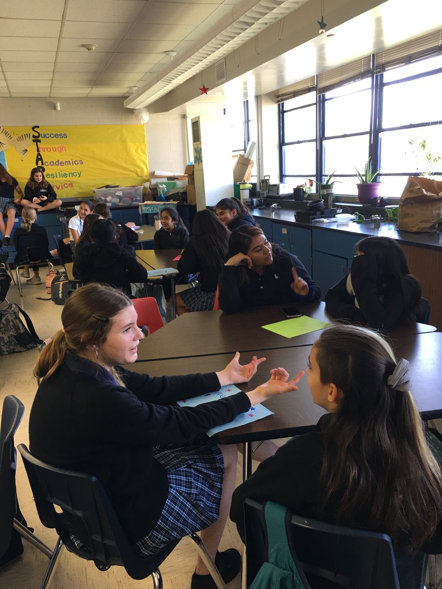 6th grade Stars meeting their 9th grade Big Sisterlings. The 9th graders staged a big reveal based on survey interests, a process that yielded great match-ups this year! #AnnProud #AISDProud
