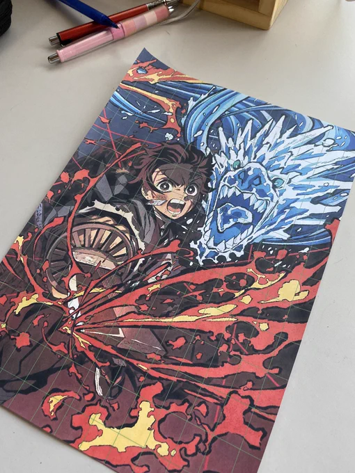 印刷したからこれを使って描いていく!!!今回は何日かかるかな?
炭治郎さん笑 