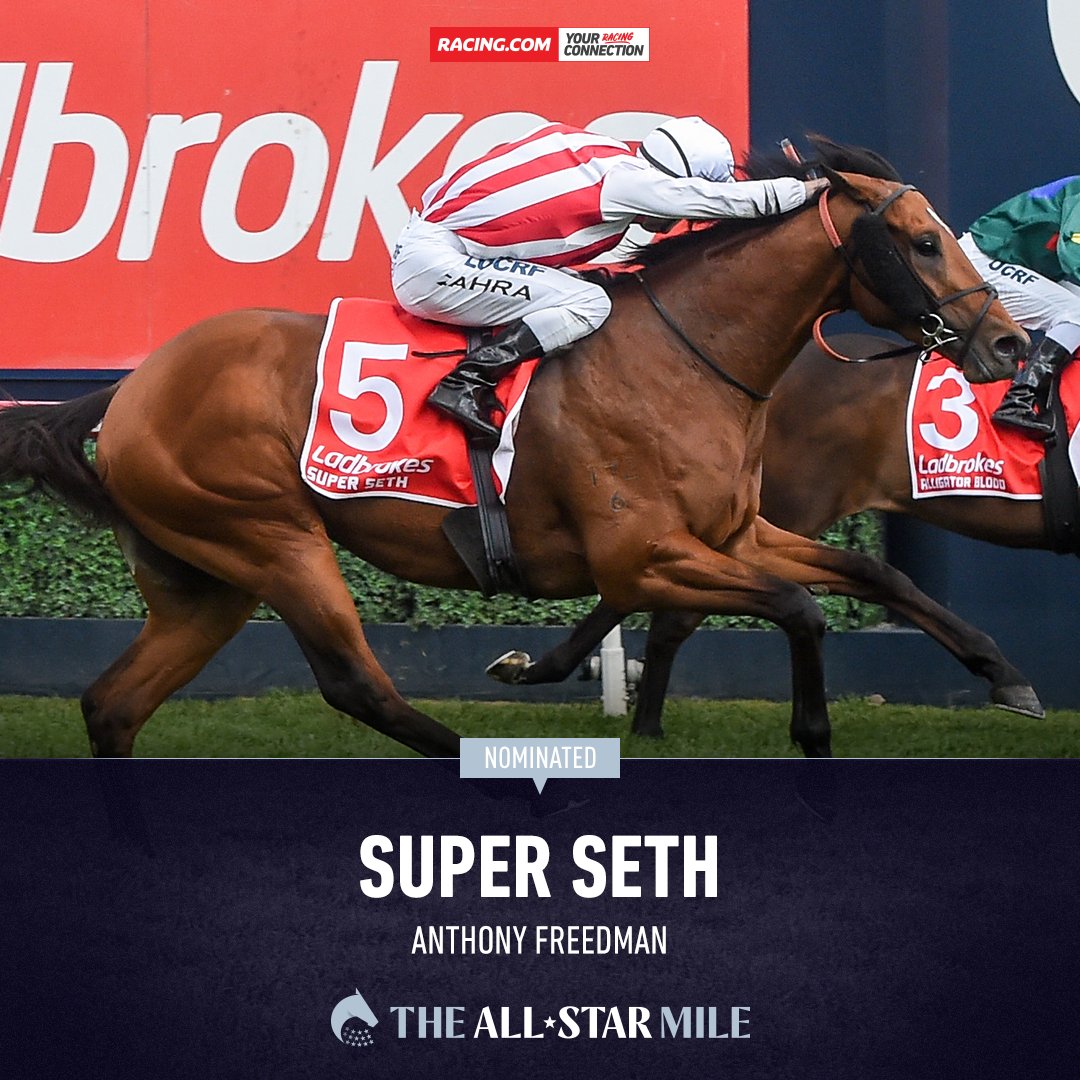 Racing.com (@racing) on Twitter photo Super Seth currently 15th in <a href="/allstarmile/">The All-Star Mile</a> voting.
After his run today that position could change for the exciting colt... 😲 Super Seth currently 15th in <a href="/allstarmile/">The All-Star Mile</a> voting.
After his run today that position could change for the exciting colt... 😲