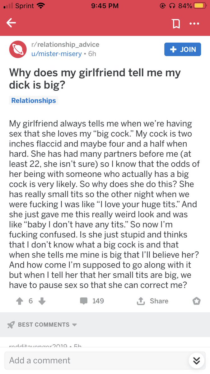 Why does my girl keep lying to me telling me my dikk is big? Sports