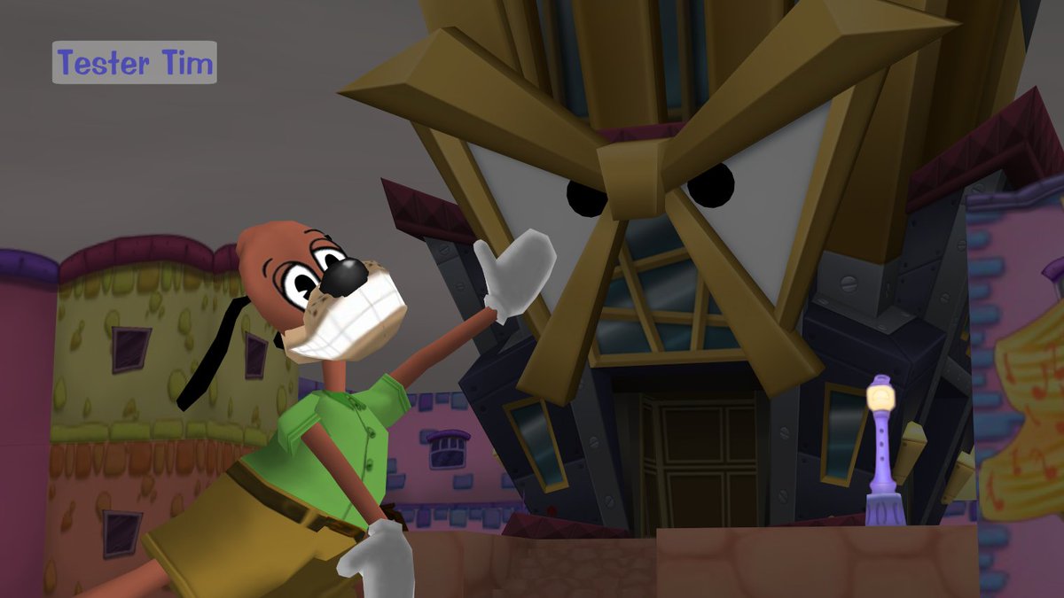 Tester Tim stealing the show from a Sellbot Field Office in Minnie's Melodyland..