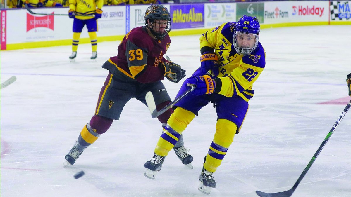 MinnStMHockey's tweet photo. Maverick Goal Alert | Gerads with a nice move down low at 2:35/3rd.  That goal by Dallas, his 5th of the year, makes it 6-0 Minnesota State. https://t.co/g8SFnMOGaV