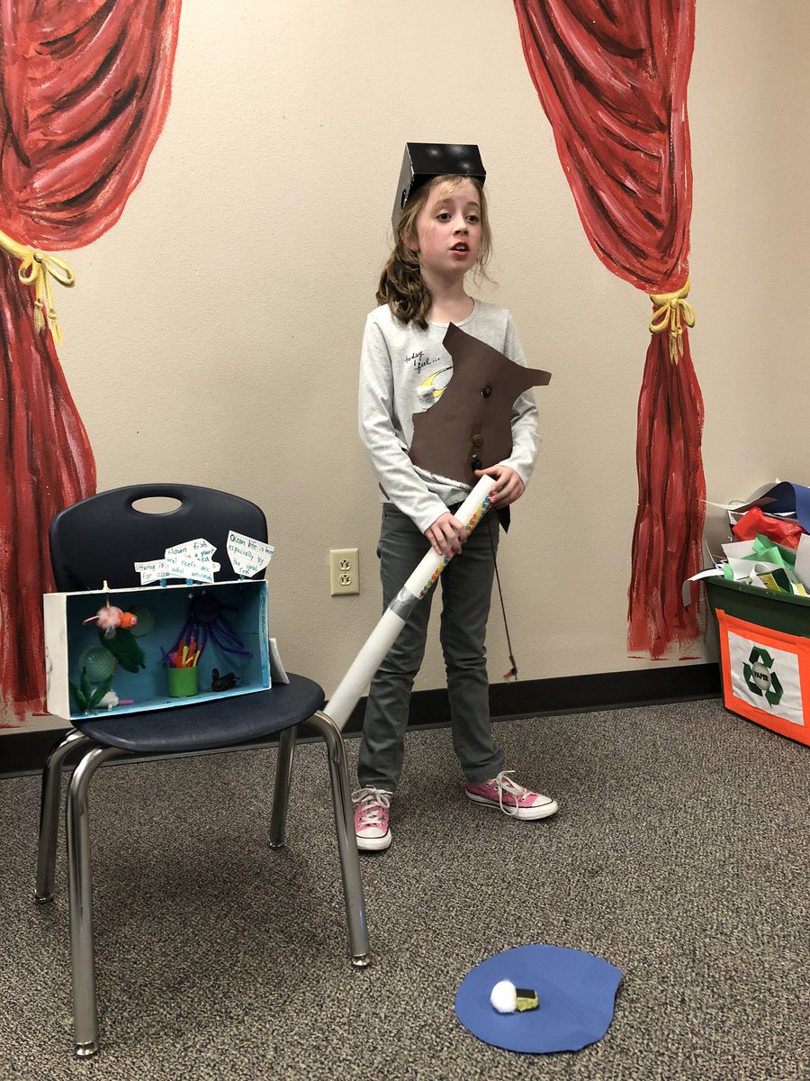 CounselorLG21's tweet photo. If you give a QUEST student a biome to research...
They take it to a whole new level.
Toothpicks become cactus spines from the desert.
An original fishing pole, hat, & life jacket become part of the aquatic habitat. #TheGreatestParkside #LISDQuest https://t.co/EZnl0fauWs