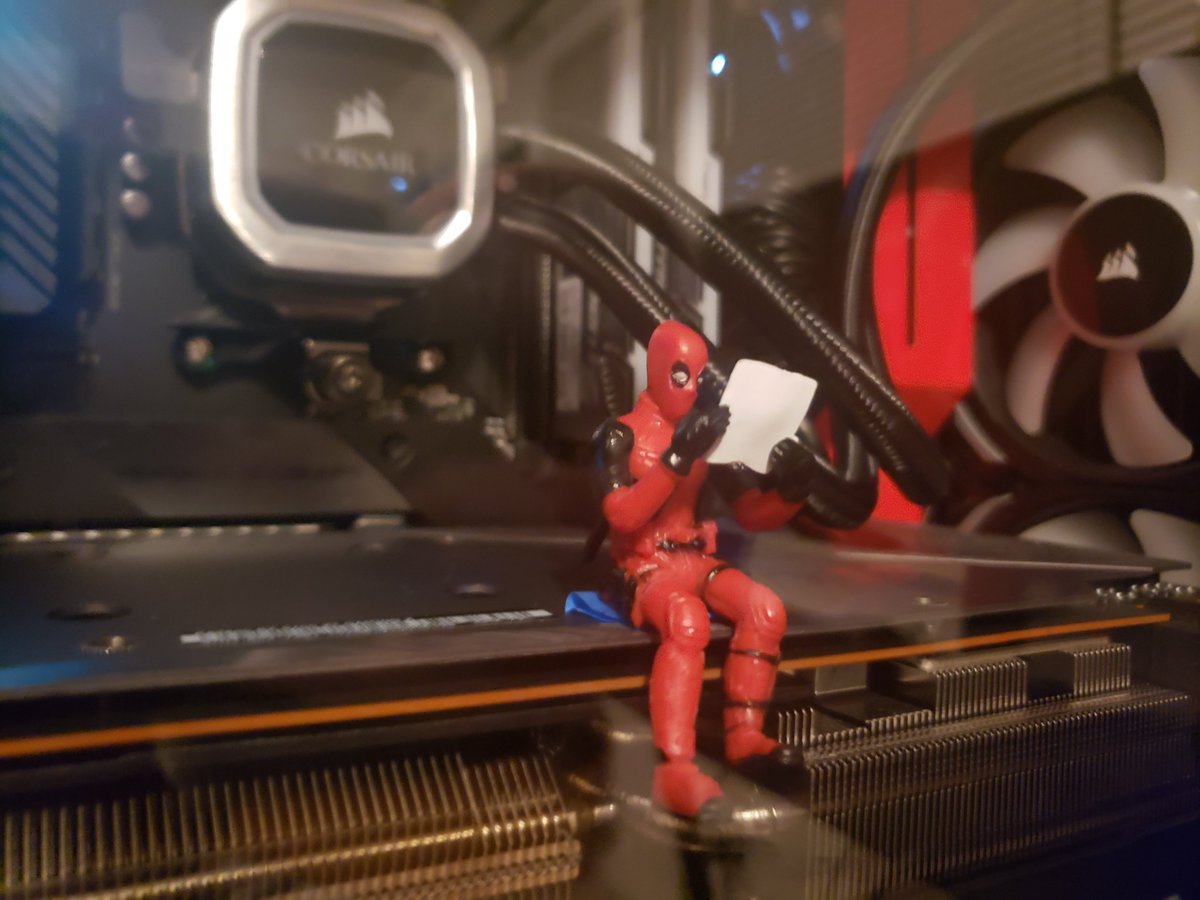 devilfruitbevin's tweet photo. Deadpool's just chilling seeing what games we gon' play haha @PowerGPUcom 🥵🤧 #secondbuild https://t.co/xoRx5TFSLM