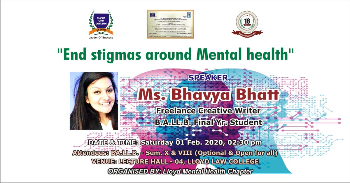 LloydCollege's tweet photo. Mental Health is one which needs attention, yet it goes unnoticed. We thank Bhavya Bhatt, a Final Year Student of @LloydCollege, to take the initiative of making her fellow mates be aware of the signs of mental health and how it affects people.
#Collegeworkshop #studentoflloyd https://t.co/9N1s1vZhFV