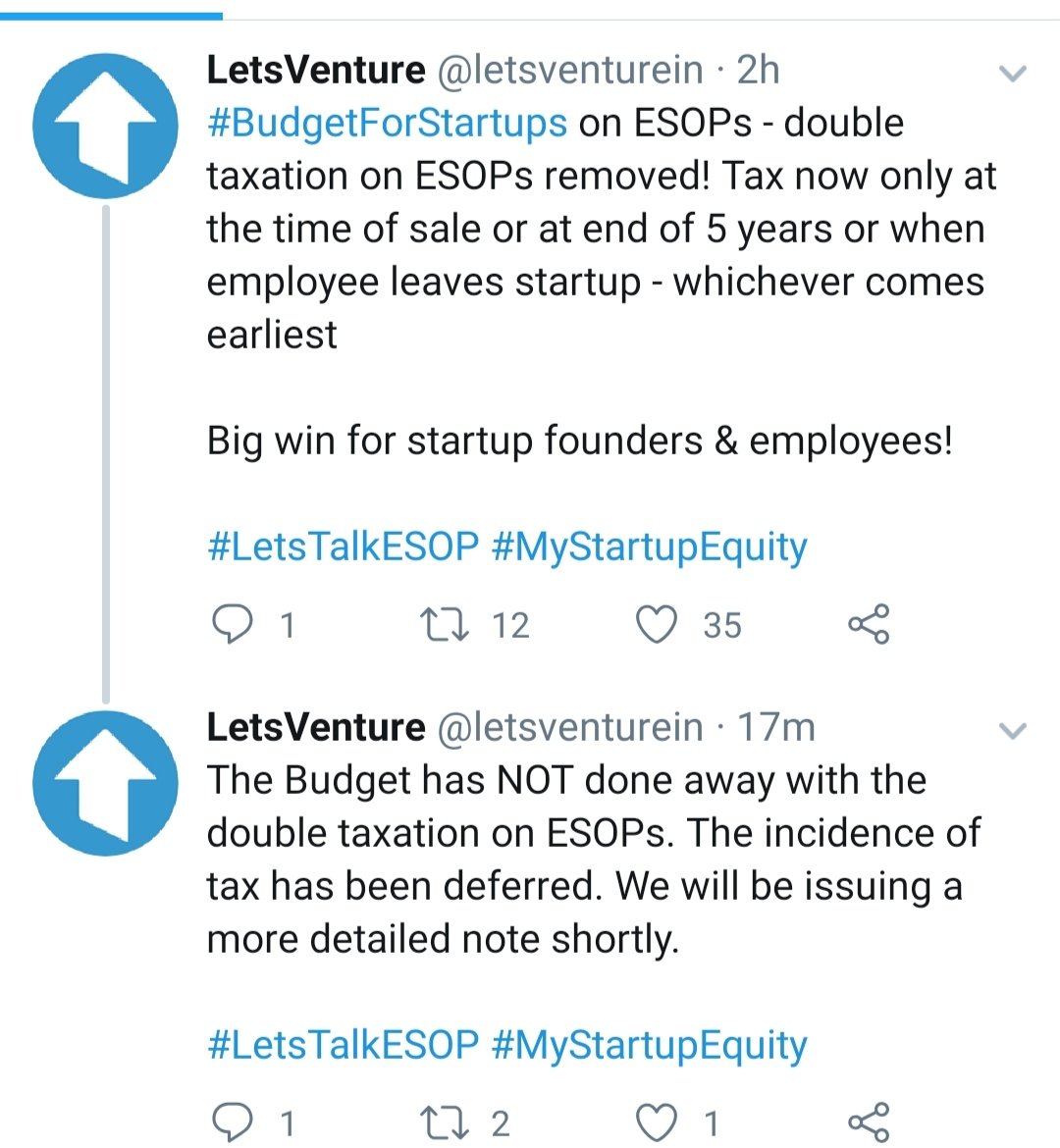 Mugdha_Variyar's tweet image. The fine print on ESOPS in the Finance Bill has changed the initial celebratory narrative.