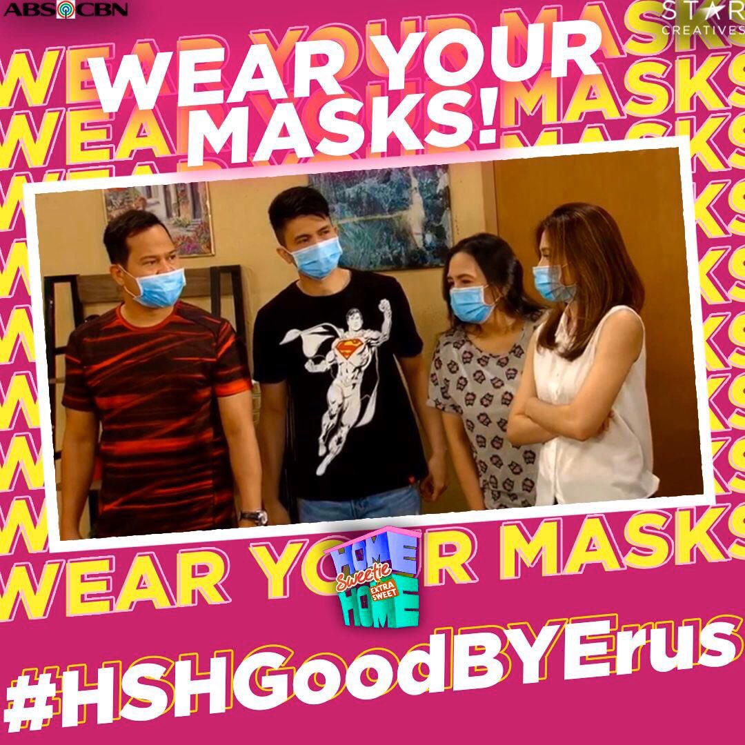 hsh_abscbn's tweet photo. Dahil mask mahaba ang tawanan at mask masigla ang buhay pag safe ka! #HSHGoodBYErus na, isang oras na lang! https://t.co/YS5UpAXxqh