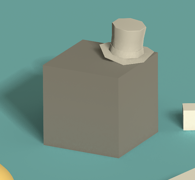 A default unity cube wearing a dapper top hat.