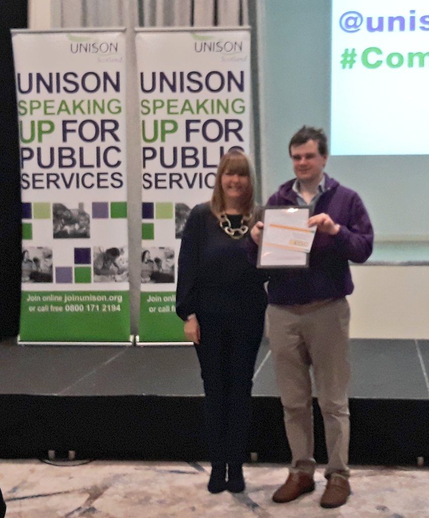 MagGallacher's tweet photo. @unisonscot Well done to the Scottish Young Members' Committee who won Gold at Unison Scottish CCC #CommsAwards for best campaign "How's yer heid" on mental health. https://t.co/8UwPsAXXST