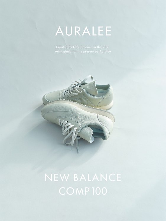 KenAshimoto's tweet photo. #AURALEE #NEWBALANCE #COMP100 。 #オーラリー と #ニューバランス のコラボが再び!今回は #コンプ100 。1978年にリリースされていたレースシューズの復刻。甲と踵をホールドしつつつま先は自由に、という足入れを実現した一足。これは欲しい。し、復刻アイテムのイントロとして最高の立ち上げ方。 https://t.co/BkCvQ29uaZ