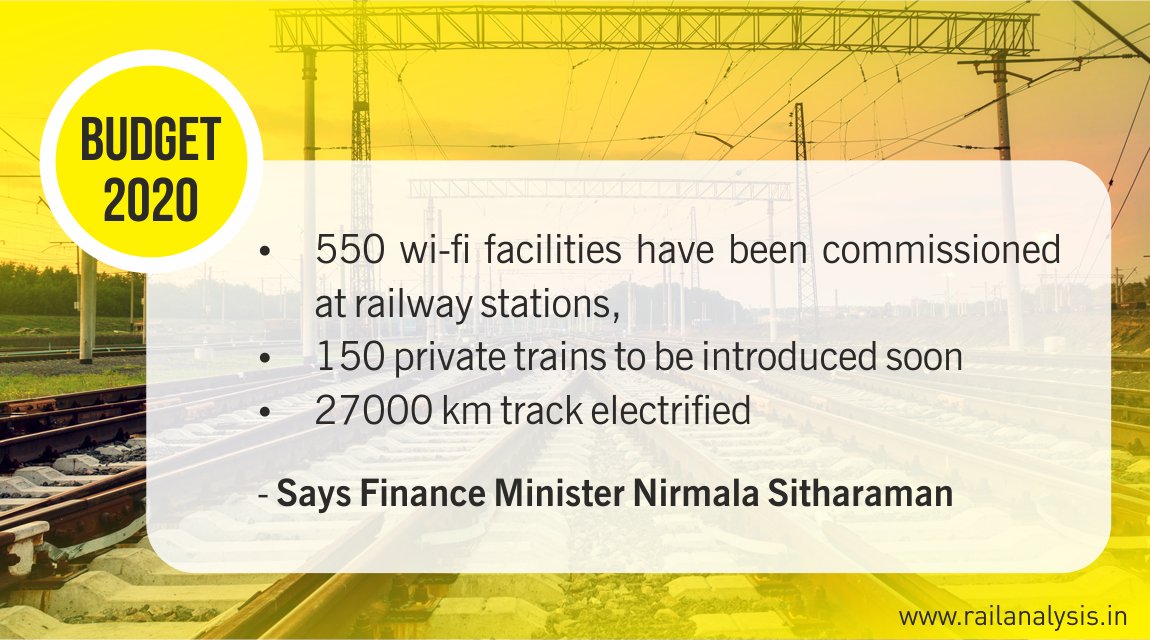 RailAnalysis's tweet photo. Railway #Budget2020 ! Live Updates Click Here...https://t.co/rfZ8IFNrCG

#indianrailways #railways #liveupdate #projects #train #privatetrain #railwaystation #budget #railwaybudget #metrobudget #unionbudget #unionbudget2020 #railwaybudget2020 #budgetsession2020 #railanalysis https://t.co/UGhYplr38V