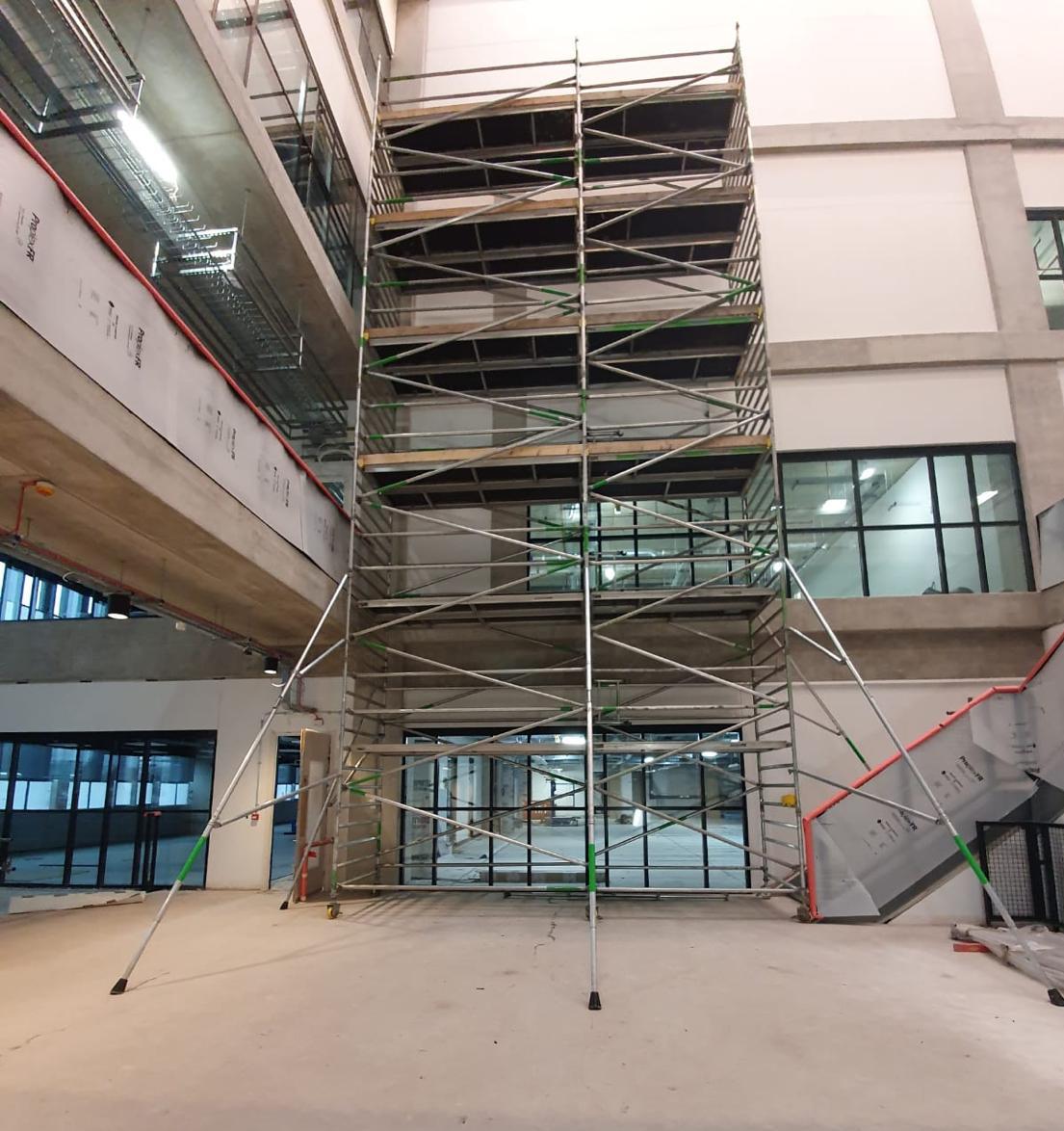 Recent supply and installation for our customer Sound Interiors Ltd on a large project in Manchester. Linked tower structure with multiple walk though working levels required for fixing sound insulation. Erected in one day by our experienced team. #PASMA, Great job by our team,