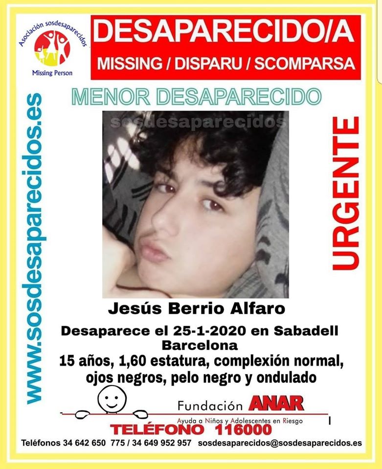 guardiacivil's tweet image. 🆘# MUYURGENTE⚠️ 

Este es Jesús, un #menor que ha #desaparecido en #Sabadell 

Si lo ha visto, llámanos:

☎  112
☎ #062
☎  091

 #Colabora, tu RT es importante y puede ayudar mucho.